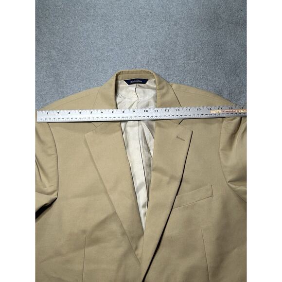 Alan Flusser Blazer Mens 40L Long Silk Cotton Blend Suit Jacket Beige Sport Coat - Picture 10 of 14